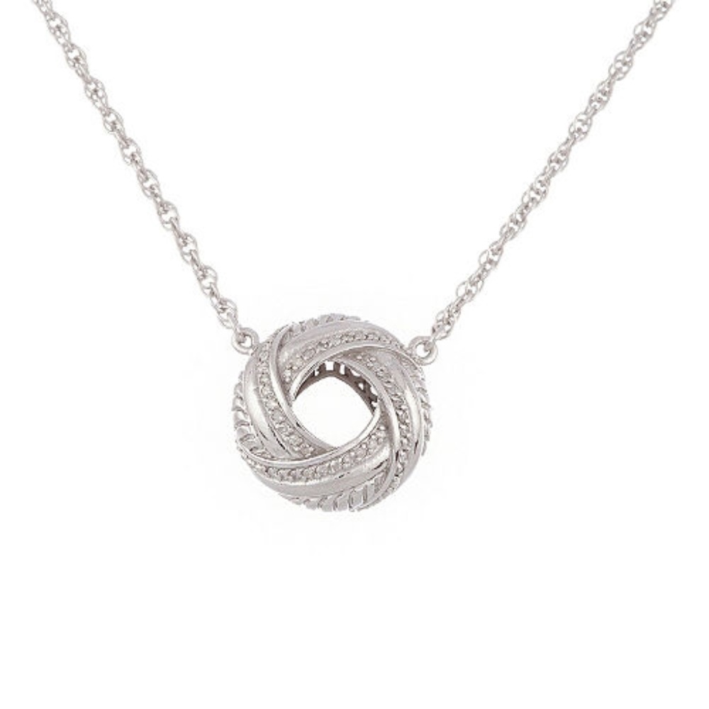 love knot with diamonds pendant necklace NWT